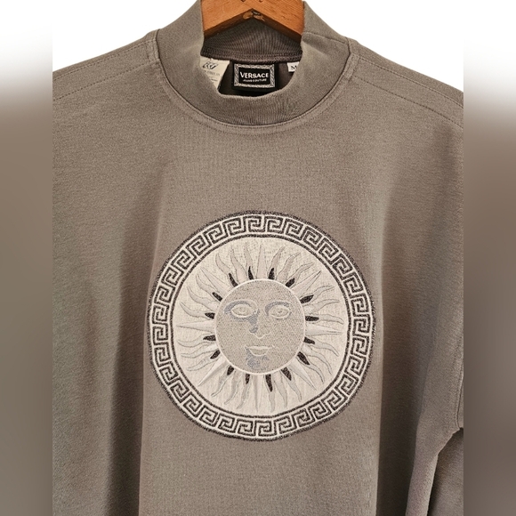 Versace Charcoal Long Sleeve Men's Tee - Picture 3 of 7